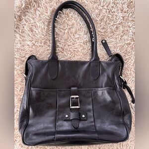 Frye handbag tote black leather EUC